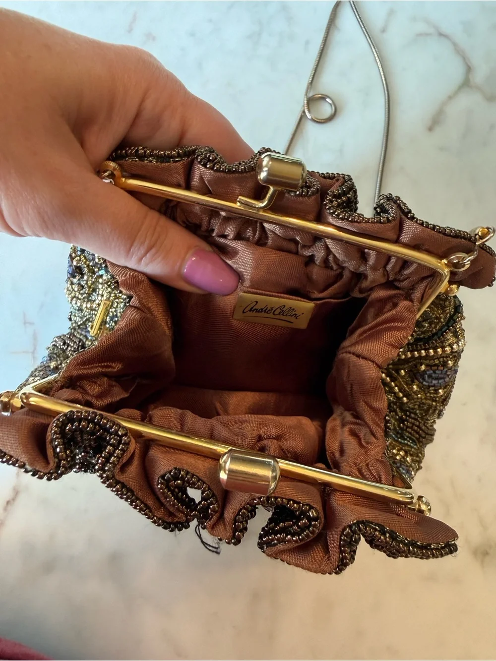 Vintage 80's Embellished Beaded Evening Pouch - Gold & Black